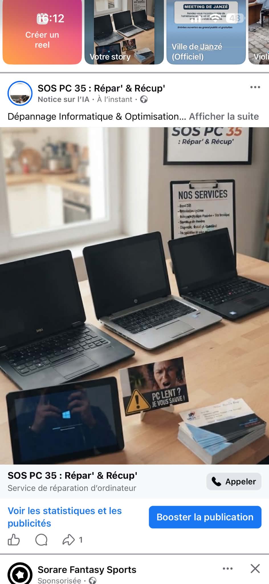 Trois ordinateurs portables reconditionnés par SOS PC 35, prêts à l’emploi